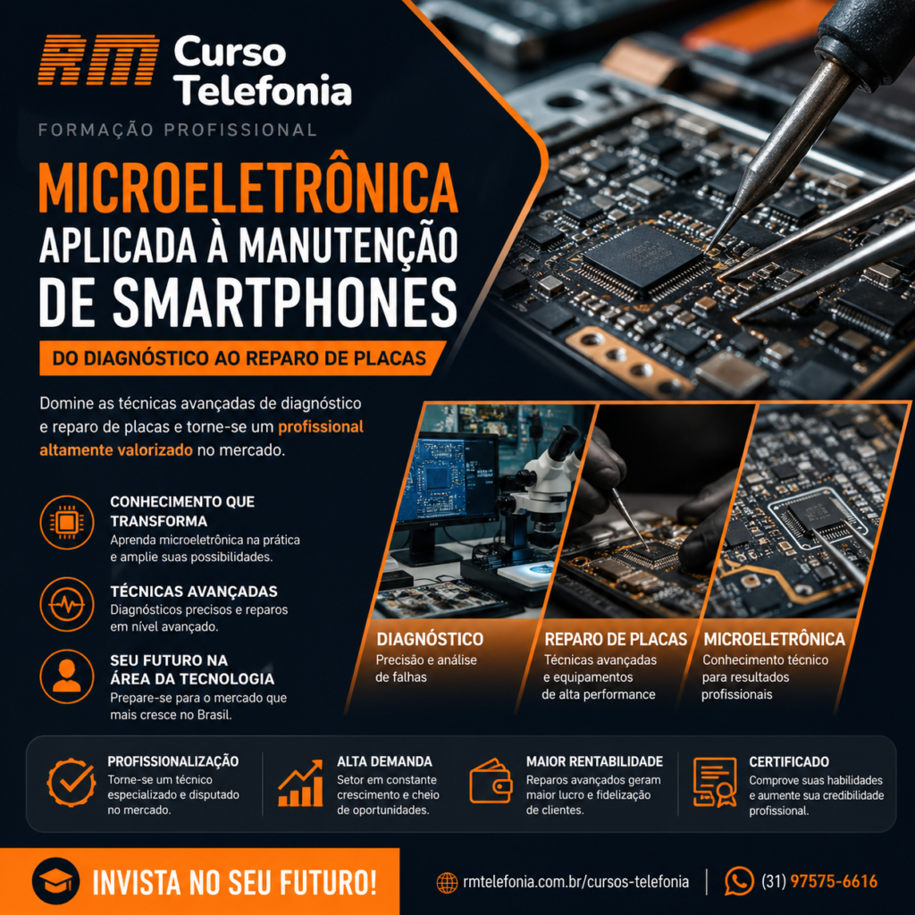 Microeletrônica aplicada à manutenção de smartphones do diagnóstico ao reparo de placas