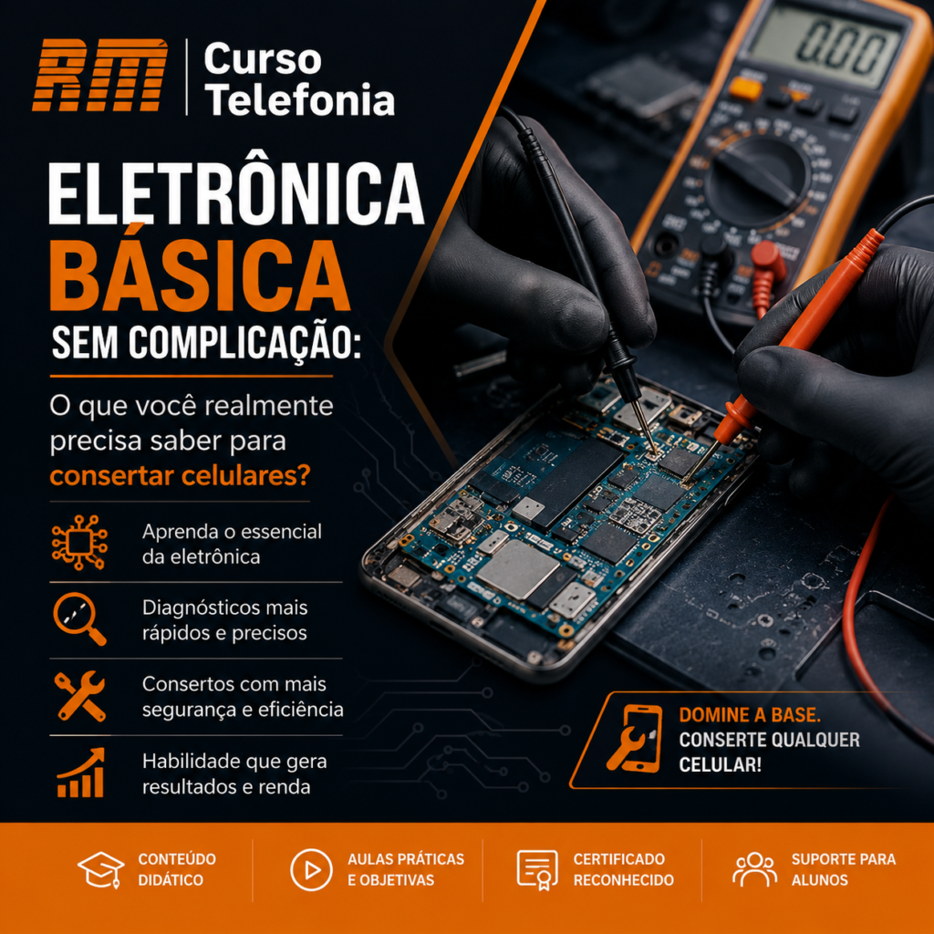 Eletrônica Básica Sem Complicação O que você realmente precisa saber para consertar celulares - RM Telefonia