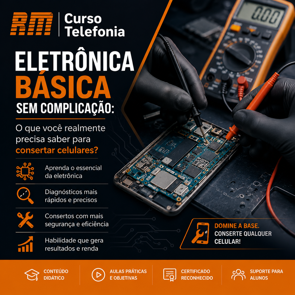 Eletrônica Básica Sem Complicação O que você realmente precisa saber para consertar celulares - RM Telefonia