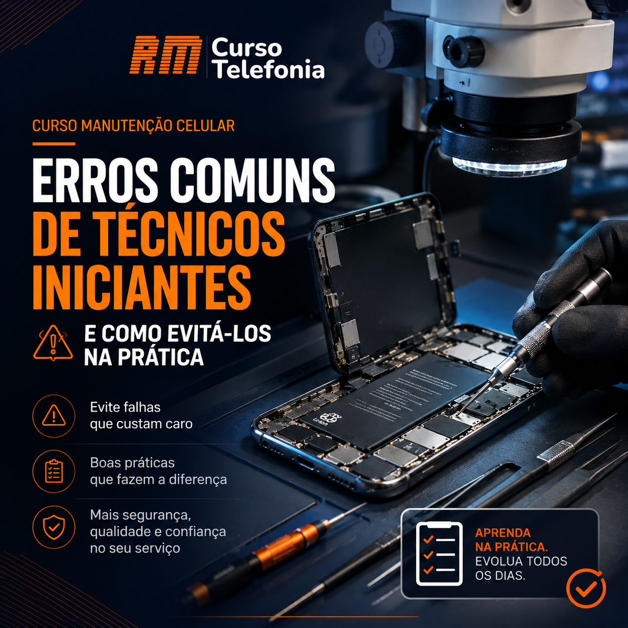 Curso Manutenção Celular Erros comuns de técnicos iniciantes e como evitá-los na prática